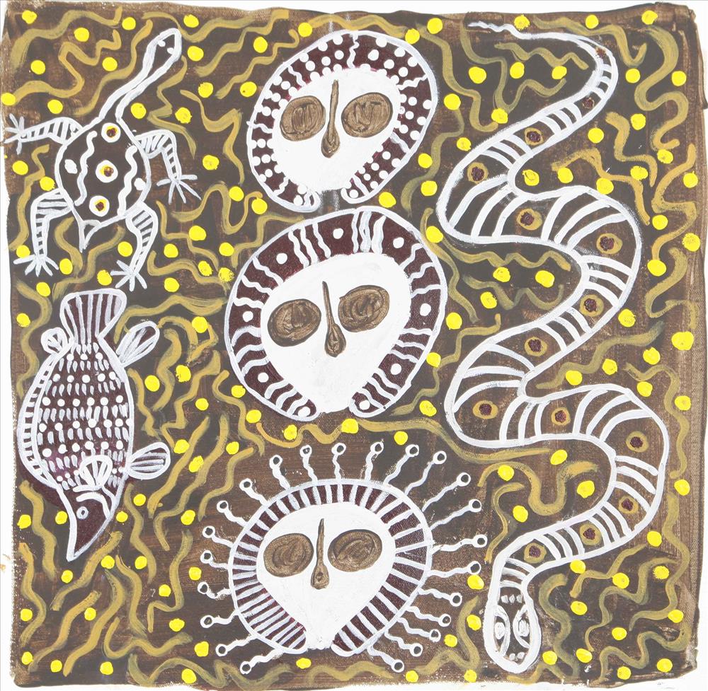 Wandjina, Jaiya and Ungud and longneck turtle  (cloud and rain spirits, fish & totem)